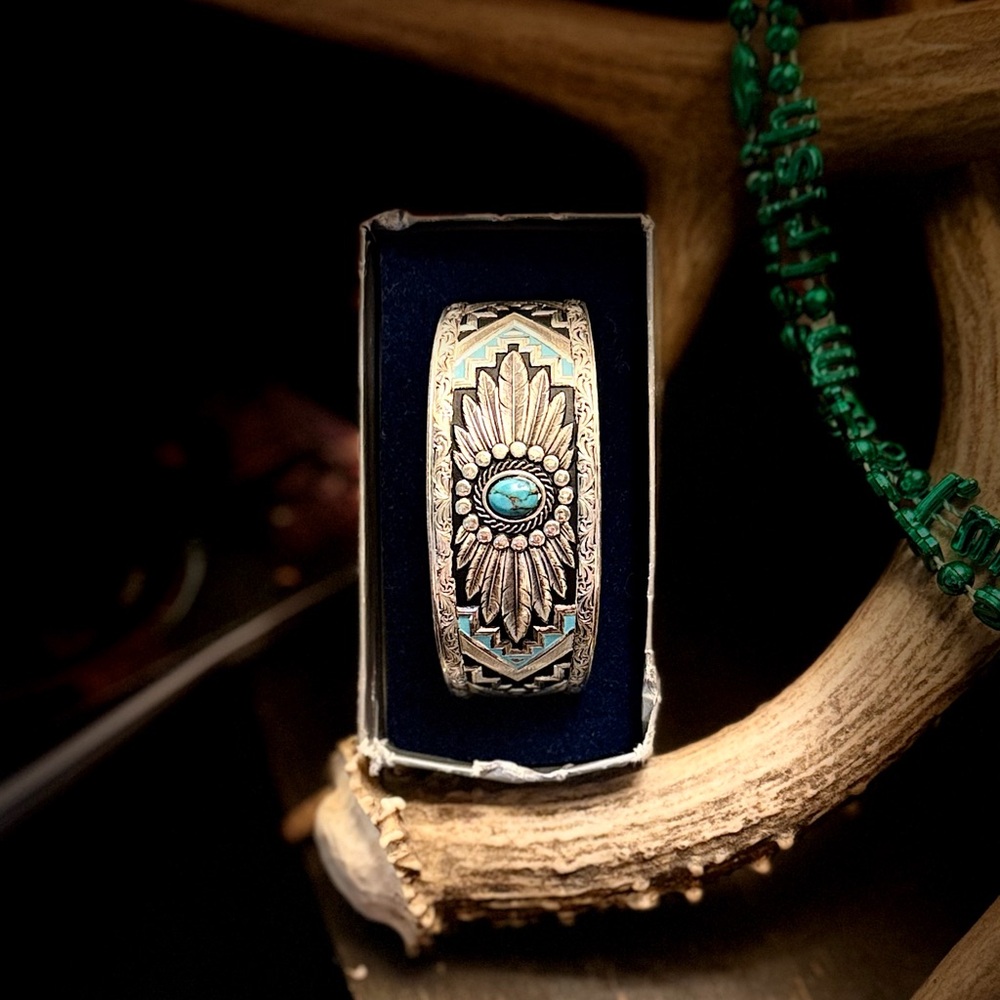 Montana Silversmiths Silver Bracelet with Turquoise and Teal Accents